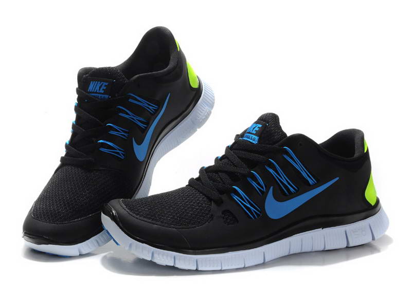 nike Free Run 5.0 V2 Mens Running Shoes New Breathable Black Blue (4)